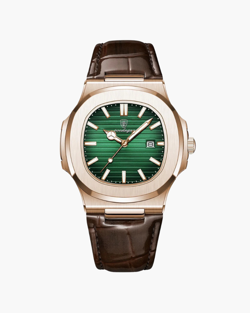 Lederarmbanduhr – Klassisches Schwarz