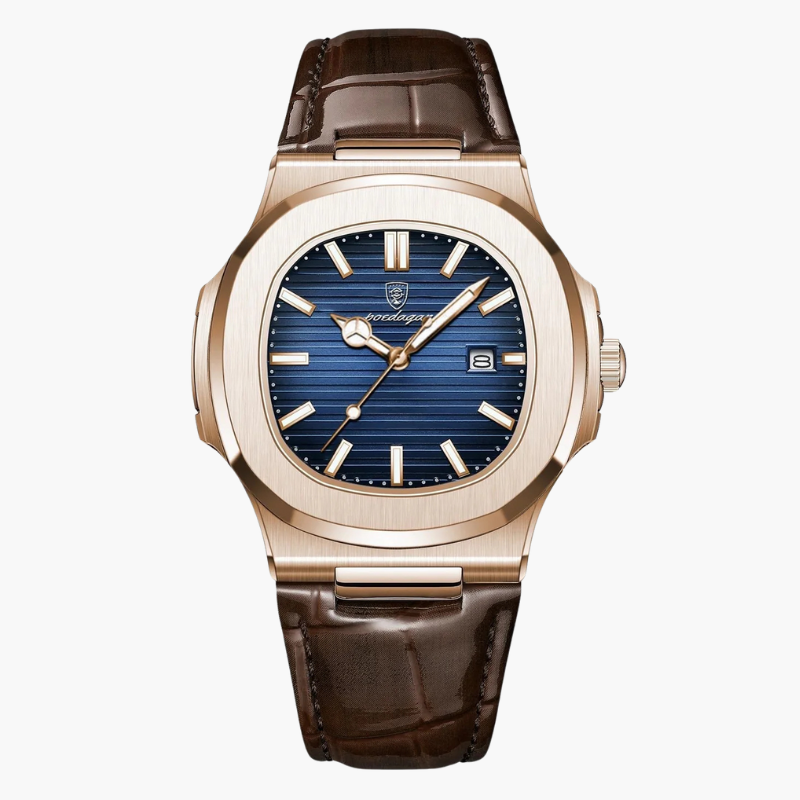 Lederarmbanduhr – Klassisches Schwarz
